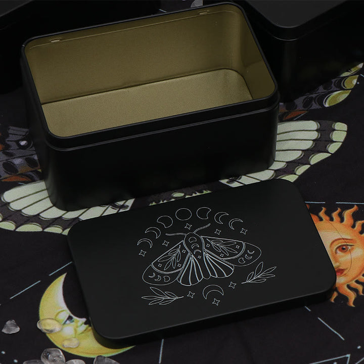Boîte de rangement de cartes de tarot en métal Olivenorma Moth Boîte de divination