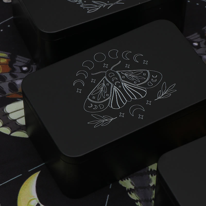 Boîte de rangement de cartes de tarot en métal Olivenorma Moth Boîte de divination