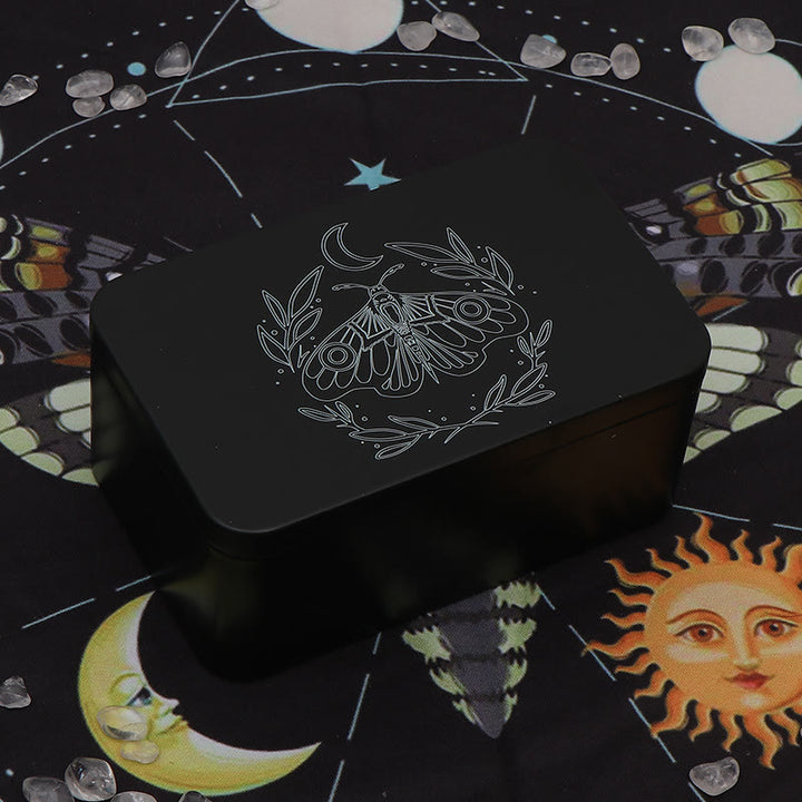 Boîte de rangement de cartes de tarot en métal Olivenorma Moth Boîte de divination