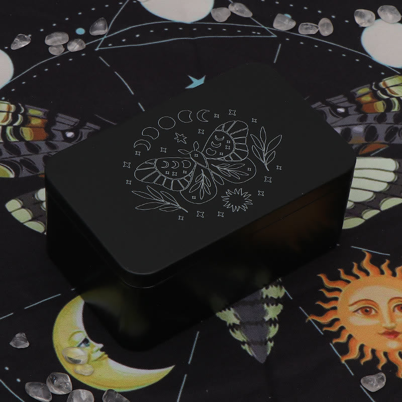 Boîte de rangement de cartes de tarot en métal Olivenorma Moth Boîte de divination