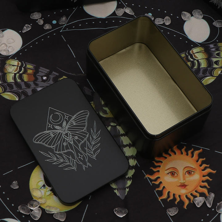 Boîte de rangement de cartes de tarot en métal Olivenorma Moth Boîte de divination