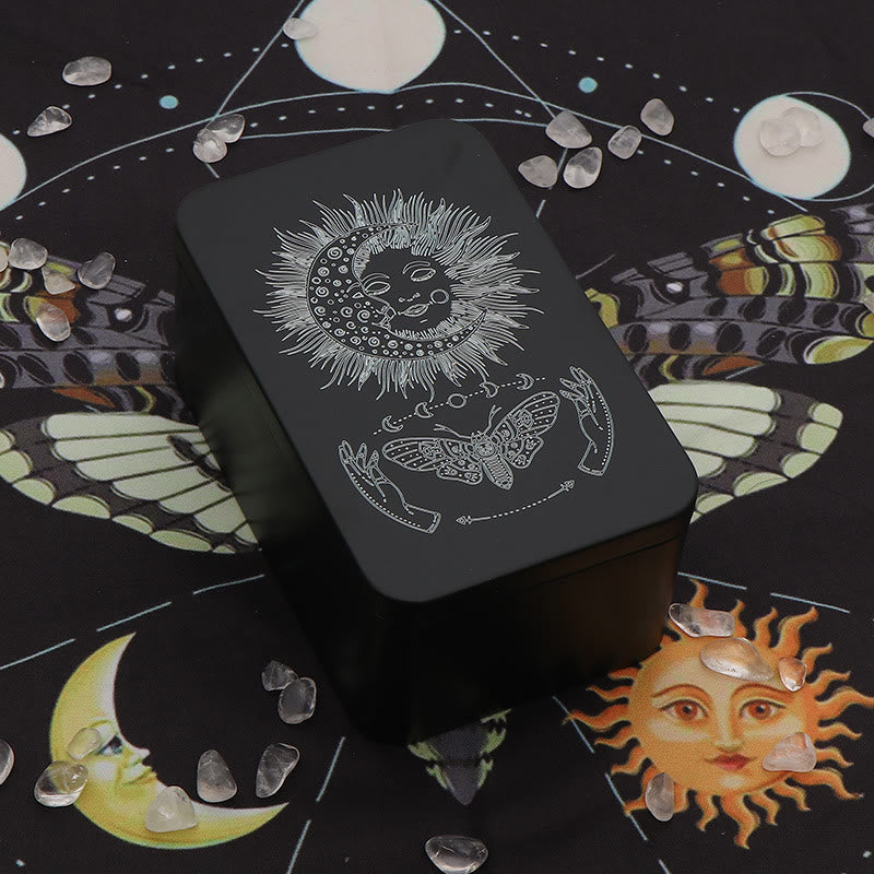 Boîte de rangement de cartes de tarot en métal Olivenorma Moth Boîte de divination