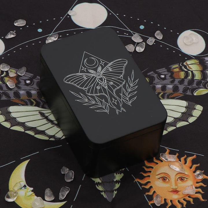 Boîte de rangement de cartes de tarot en métal Olivenorma Moth Boîte de divination