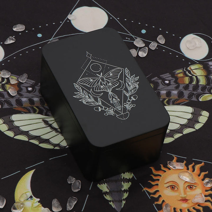 Boîte de rangement de cartes de tarot en métal Olivenorma Moth Boîte de divination