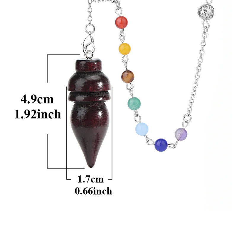 Pendule de guérison en bois Olivenorma avec chaîne à 7 chakras