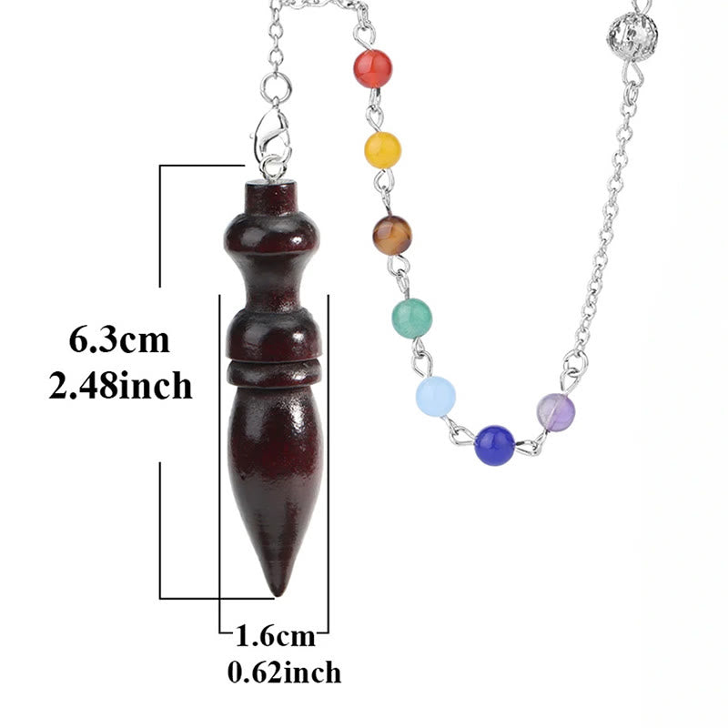 Pendule de guérison en bois Olivenorma avec chaîne à 7 chakras