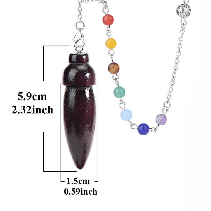 Pendule de guérison en bois Olivenorma avec chaîne à 7 chakras