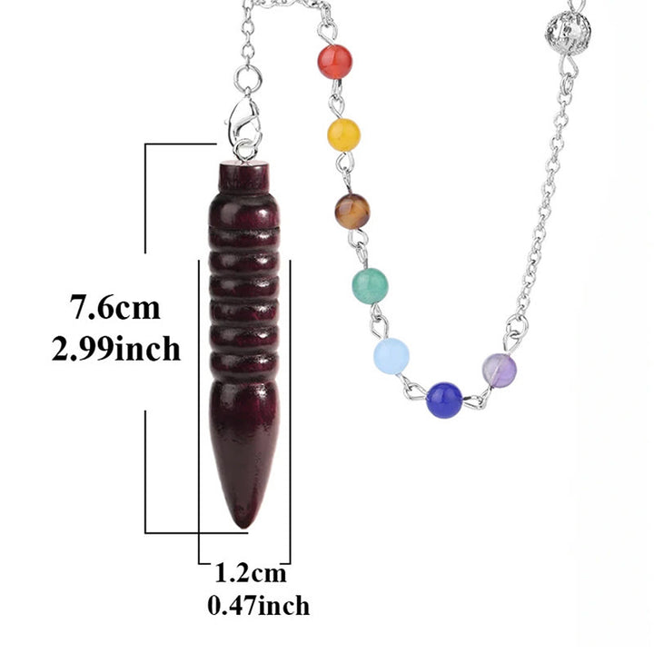 Pendule de guérison en bois Olivenorma avec chaîne à 7 chakras