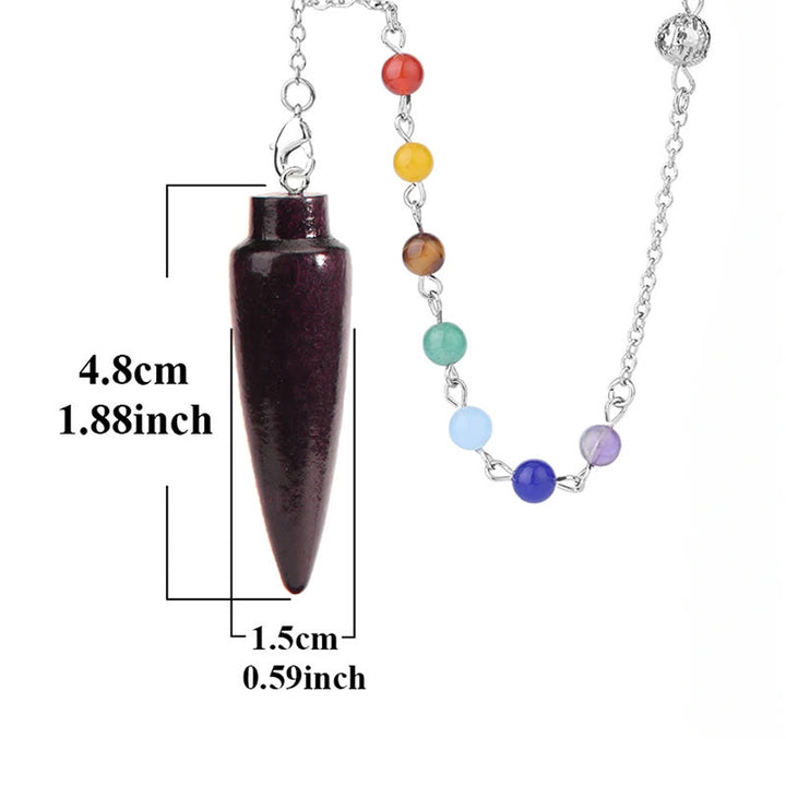 Pendule de guérison en bois Olivenorma avec chaîne à 7 chakras