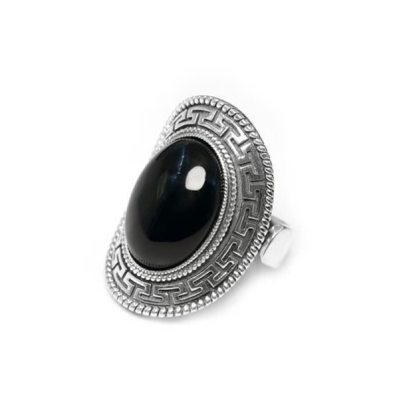 Bague homme en argent et onyx noir naturel Olivenorma