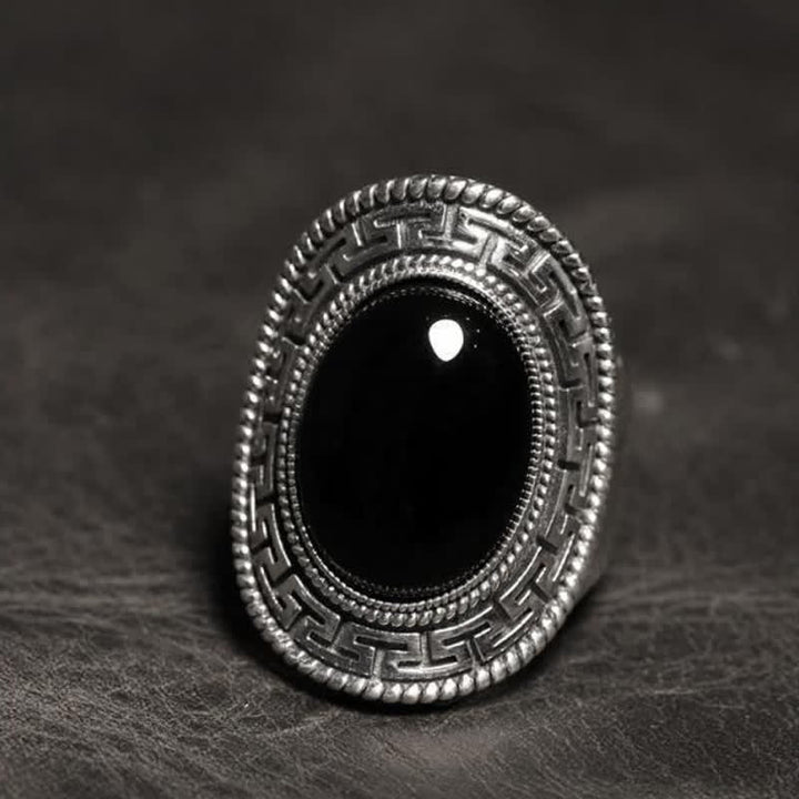 Bague homme en argent et onyx noir naturel Olivenorma