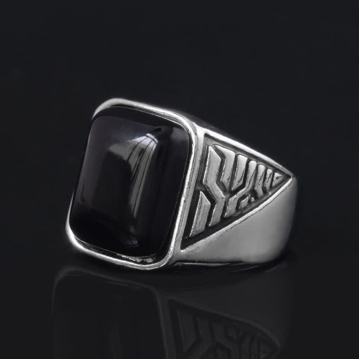 Bague en alliage fait main pour homme avec pierre d'onyx noir Olivenorma