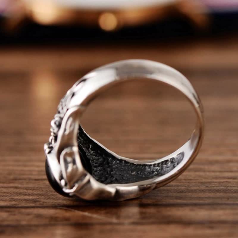 Bague rétro pour homme en onyx noir Olivenorma