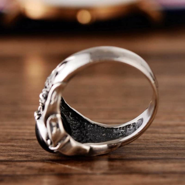 Bague rétro pour homme en onyx noir Olivenorma