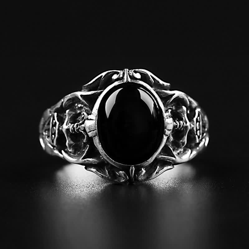 Bague rétro pour homme en onyx noir Olivenorma
