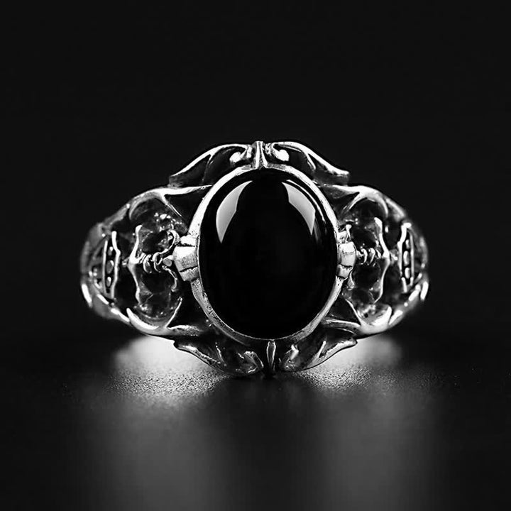 Bague rétro pour homme en onyx noir Olivenorma