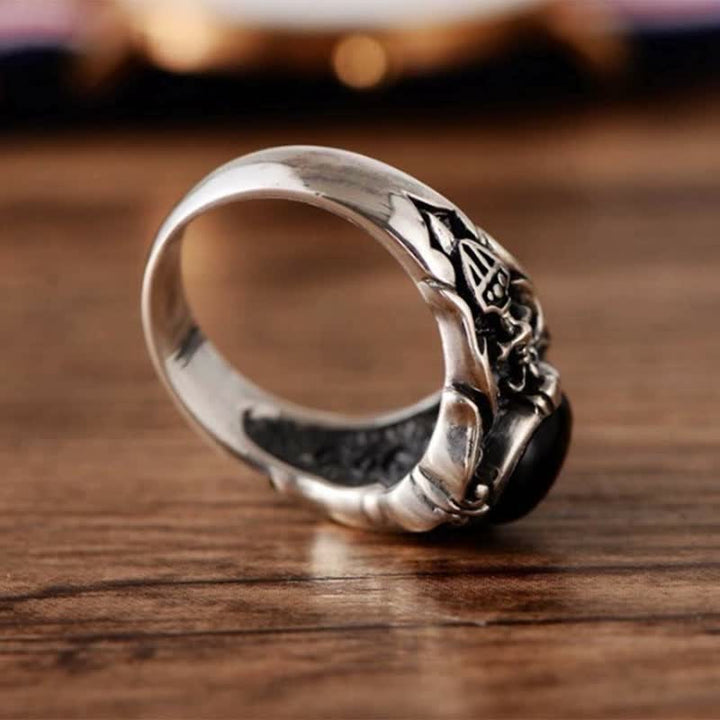 Bague rétro pour homme en onyx noir Olivenorma