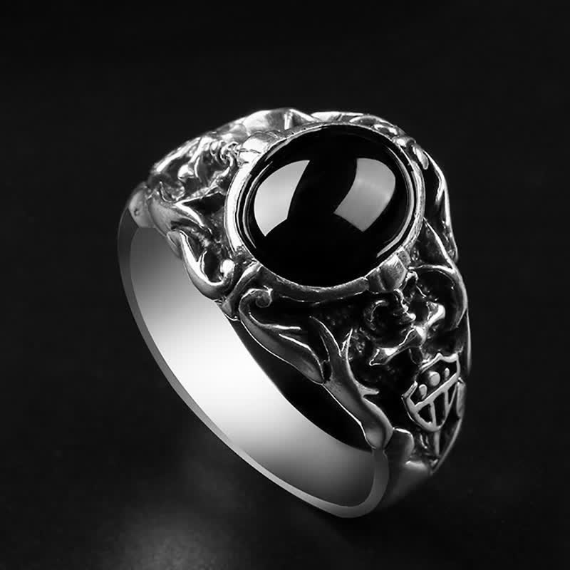 Bague rétro pour homme en onyx noir Olivenorma