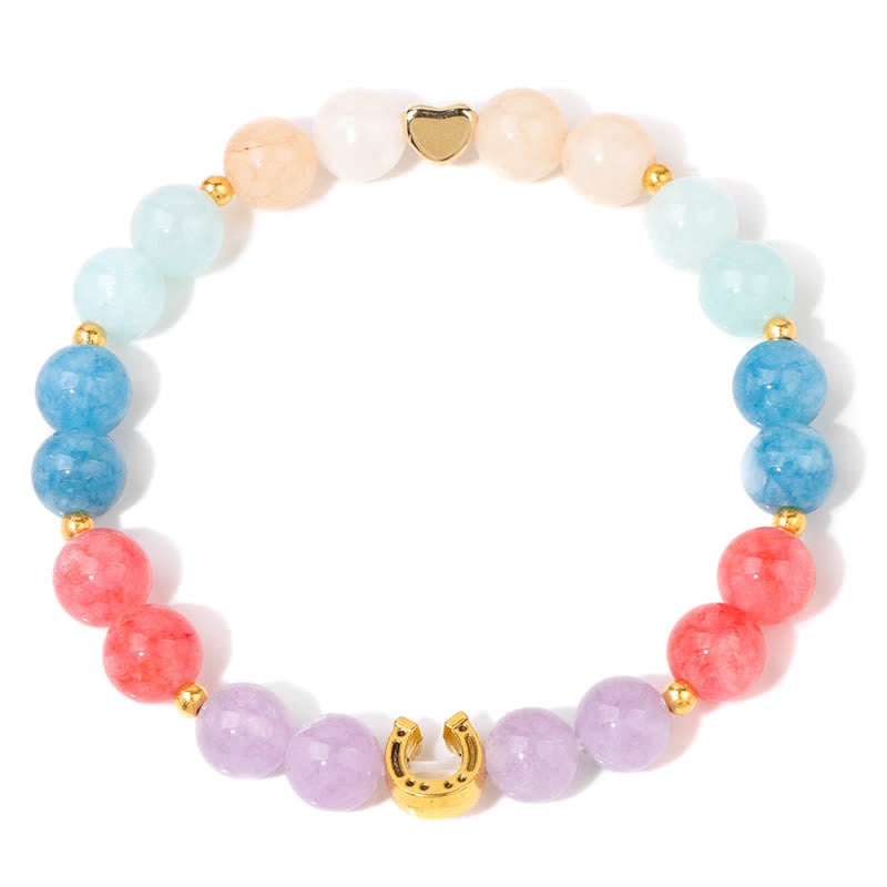 Bracelet en perles en métal et pierre naturelle Olivenorma en forme de fer à cheval