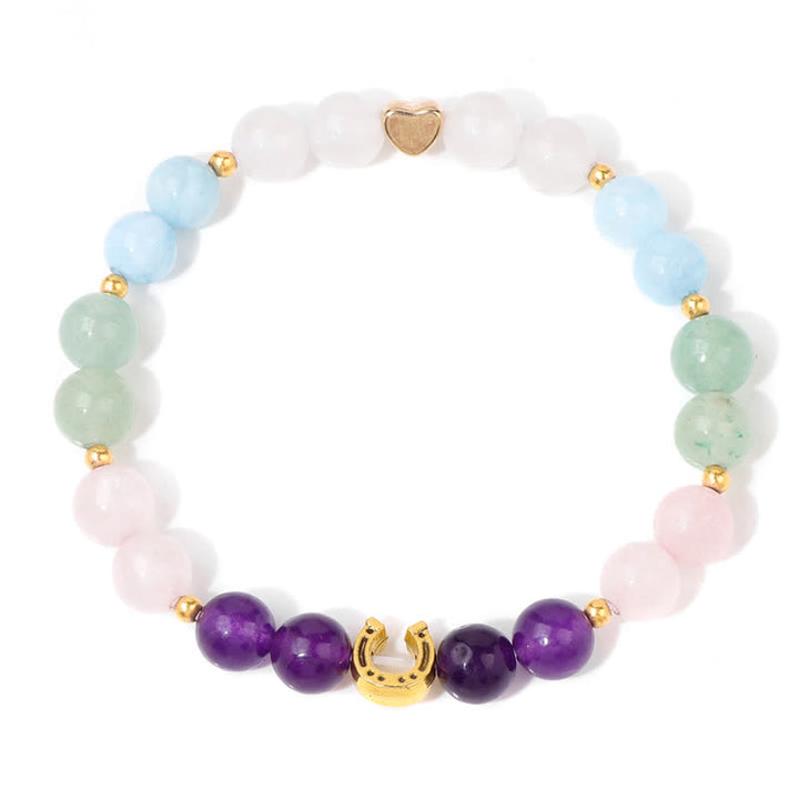 Bracelet en perles en métal et pierre naturelle Olivenorma en forme de fer à cheval