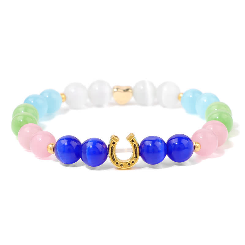 Bracelet en perles en métal et pierre naturelle Olivenorma en forme de fer à cheval