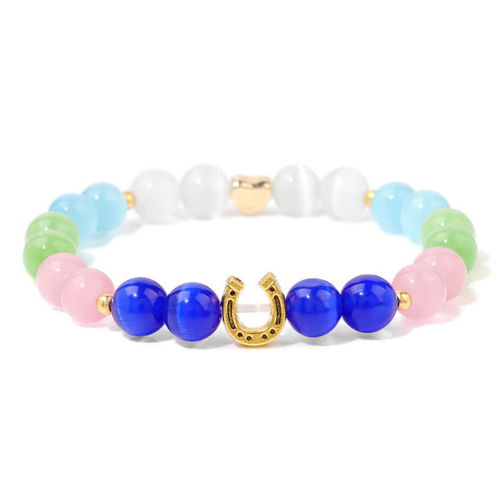 Bracelet en perles en métal et pierre naturelle Olivenorma en forme de fer à cheval