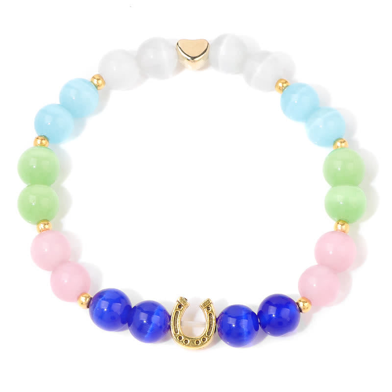 Bracelet en perles en métal et pierre naturelle Olivenorma en forme de fer à cheval