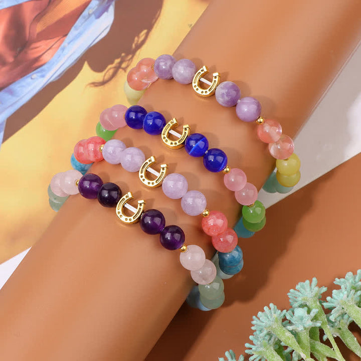 Bracelet en perles en métal et pierre naturelle Olivenorma en forme de fer à cheval