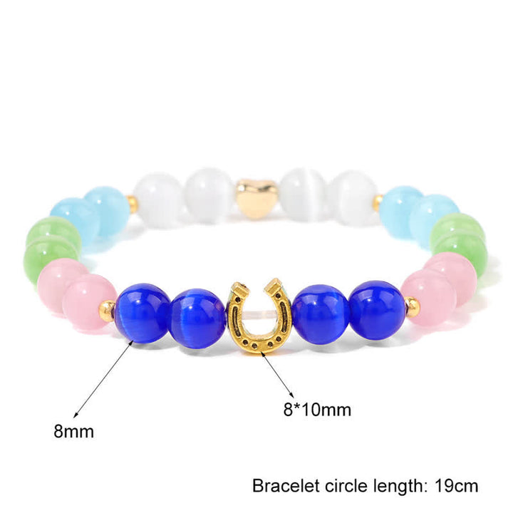 Bracelet en perles en métal et pierre naturelle Olivenorma en forme de fer à cheval