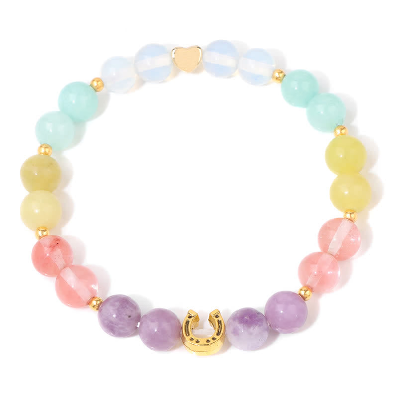 Bracelet en perles en métal et pierre naturelle Olivenorma en forme de fer à cheval