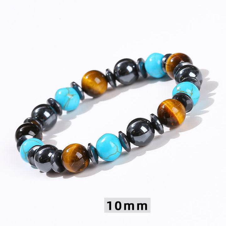 Bracelet de perles en hématite et turquoise œil de tigre Olivenorma