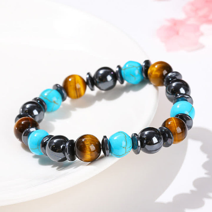Bracelet de perles en hématite et turquoise œil de tigre Olivenorma