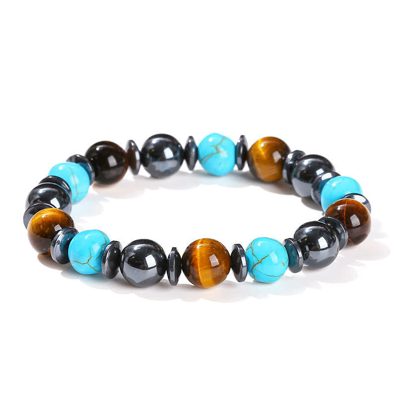 Bracelet de perles en hématite et turquoise œil de tigre Olivenorma