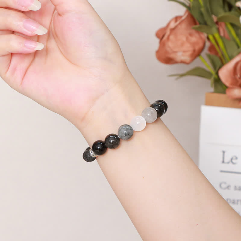 Bracelet en perles de quartz noir rutile Olivenorma
