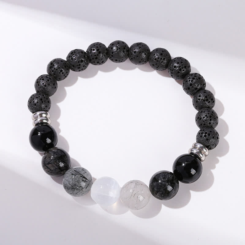 Bracelet en perles de quartz noir rutile Olivenorma