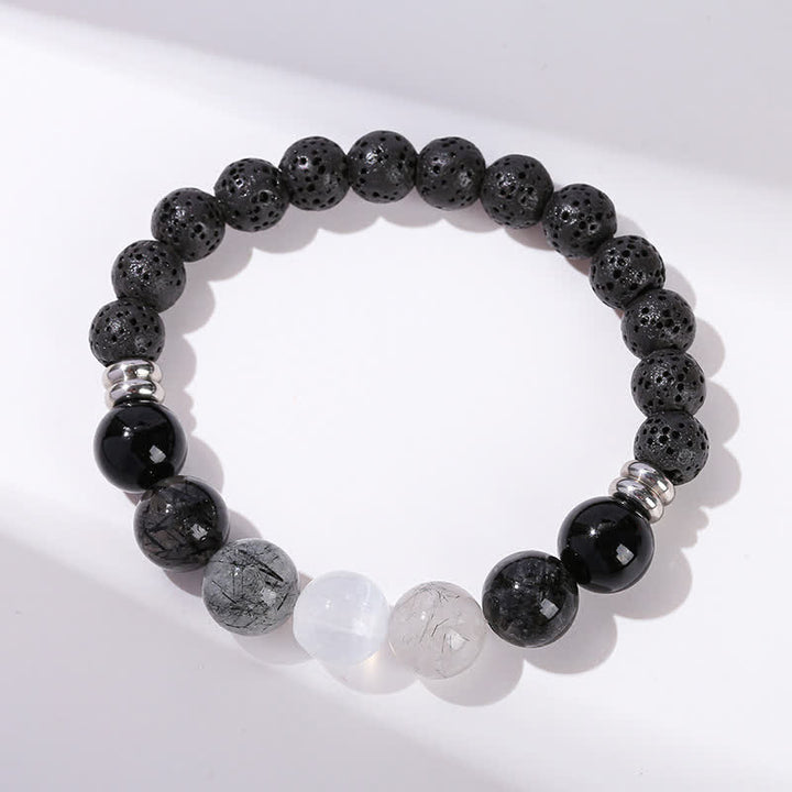 Bracelet en perles de quartz noir rutile Olivenorma