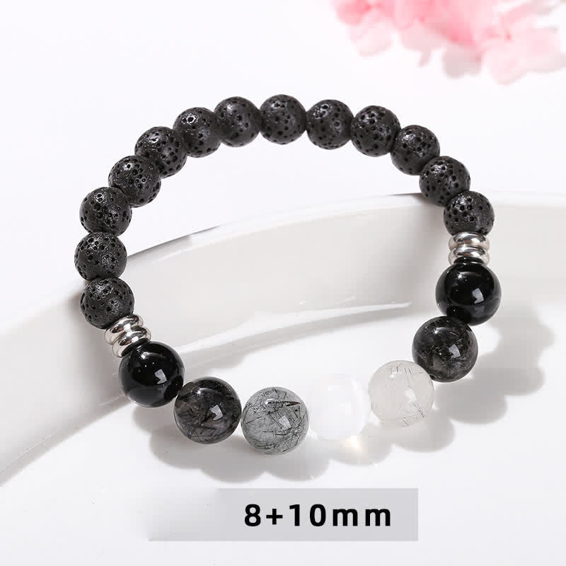 Bracelet en perles de quartz noir rutile Olivenorma