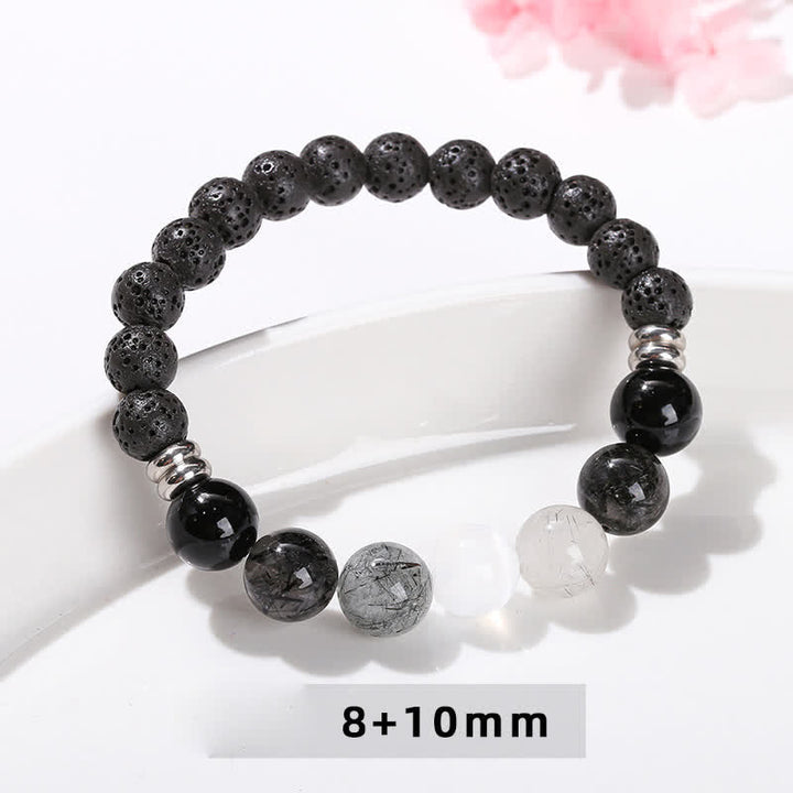 Bracelet en perles de quartz noir rutile Olivenorma