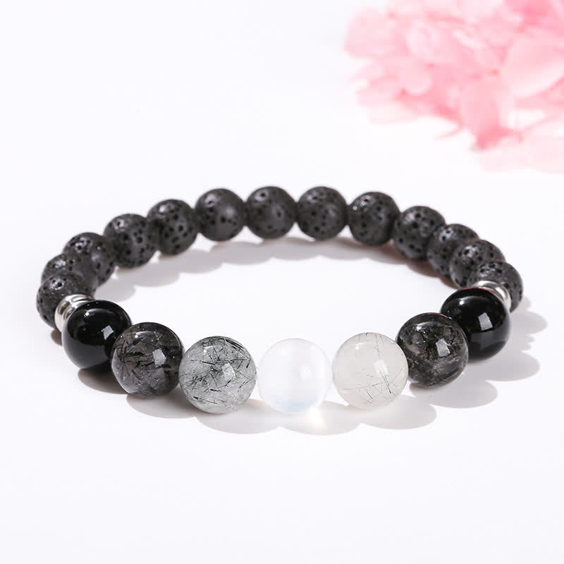 Bracelet en perles de quartz noir rutile Olivenorma