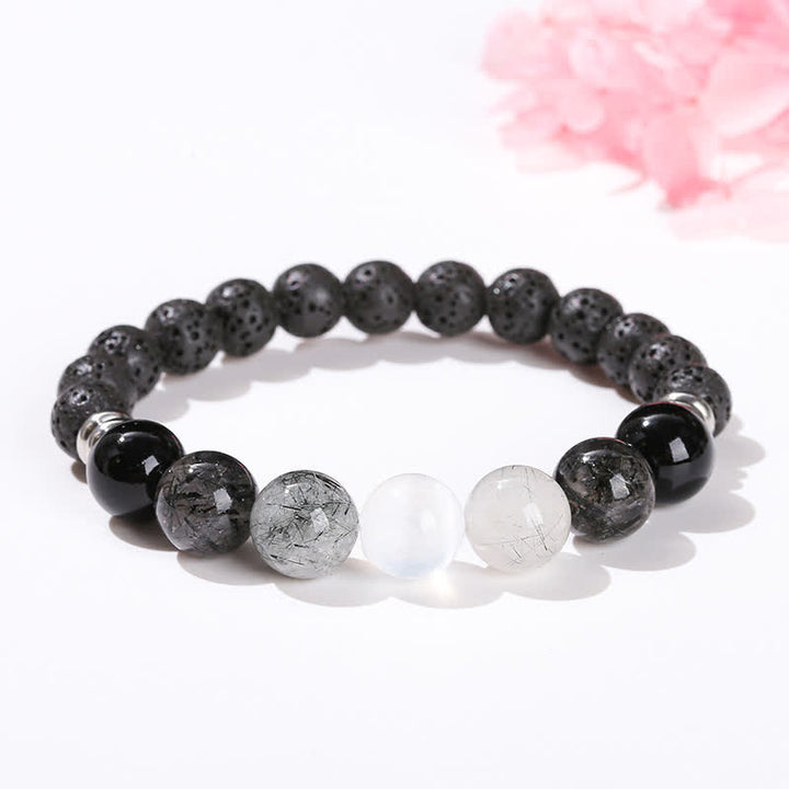 Bracelet en perles de quartz noir rutile Olivenorma