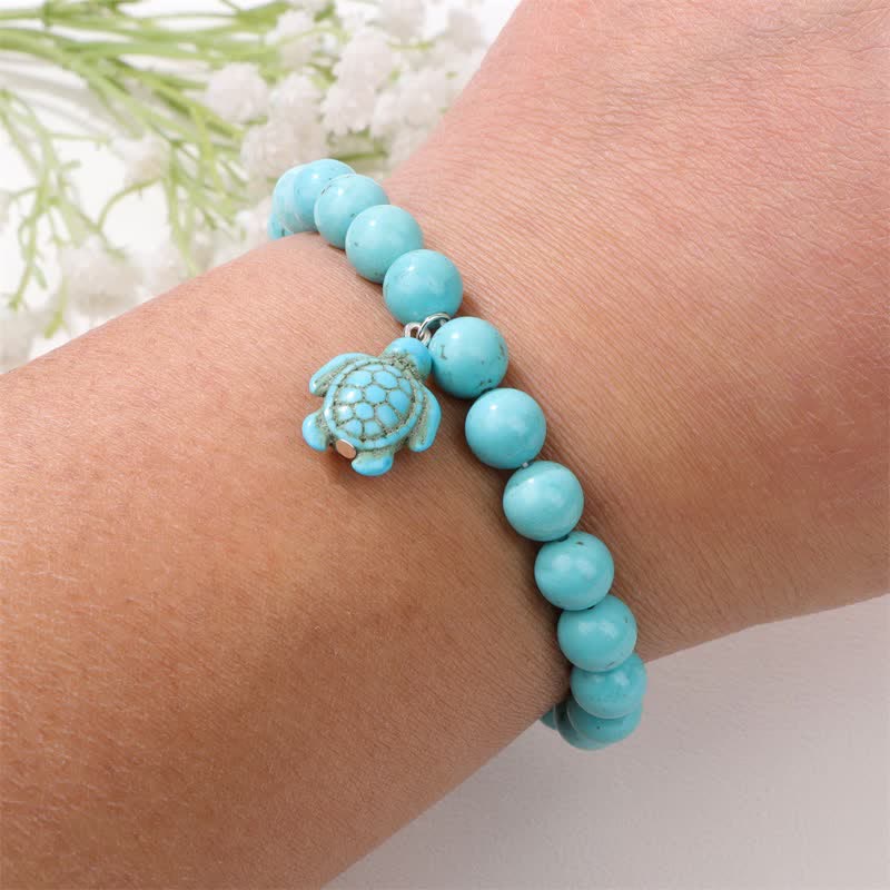 Bracelet pendentif tortue turquoise en pierre naturelle Olivenorma