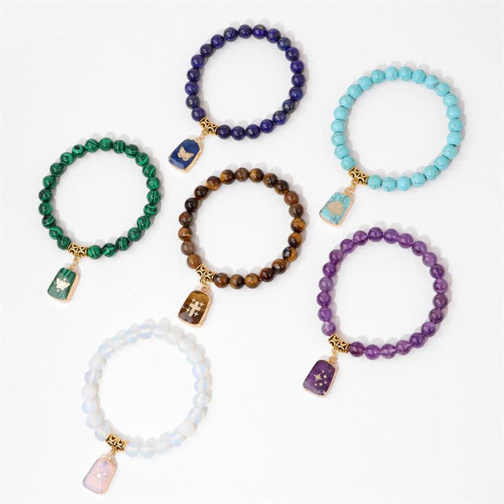 Bracelet pendentif imprimé en perles de pierre naturelle Olivenorma