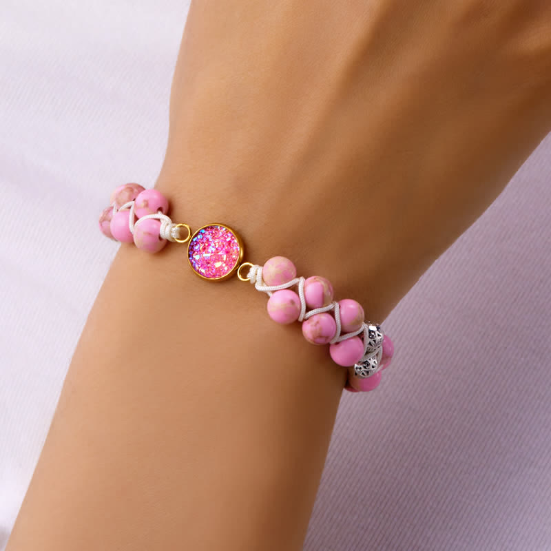 Bracelet double tressé en pierre naturelle de l'empereur Olivenorma