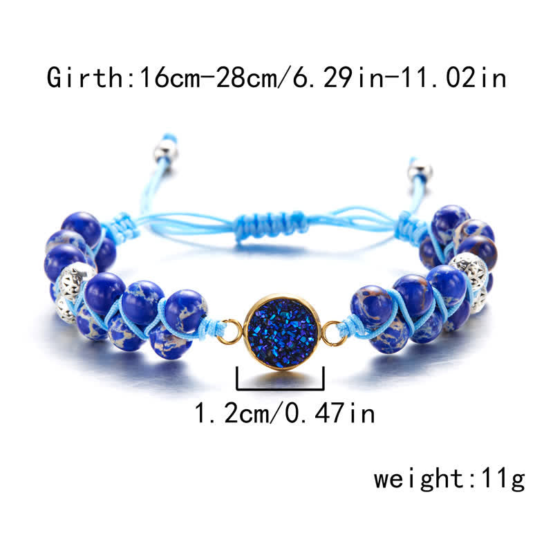 Bracelet double tressé en pierre naturelle de l'empereur Olivenorma