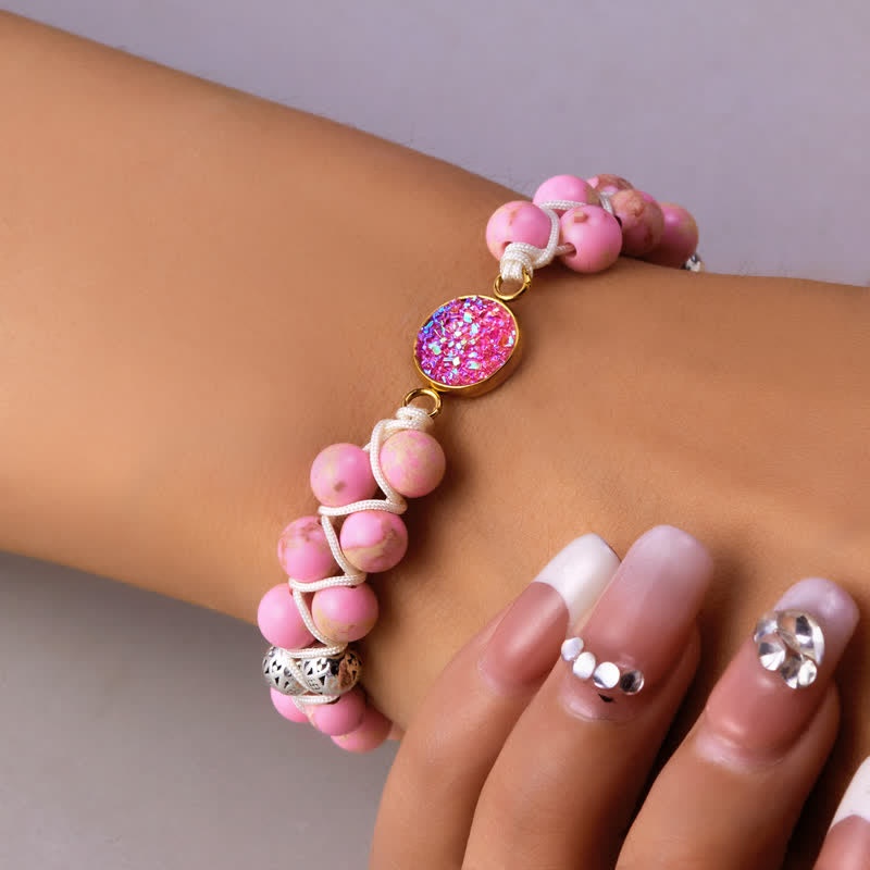 Bracelet double tressé en pierre naturelle de l'empereur Olivenorma