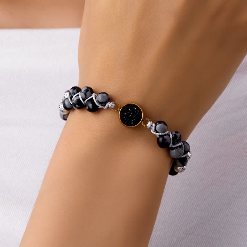 Bracelet double tressé en pierre naturelle de l'empereur Olivenorma