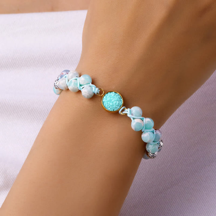 Bracelet double tressé en pierre naturelle de l'empereur Olivenorma