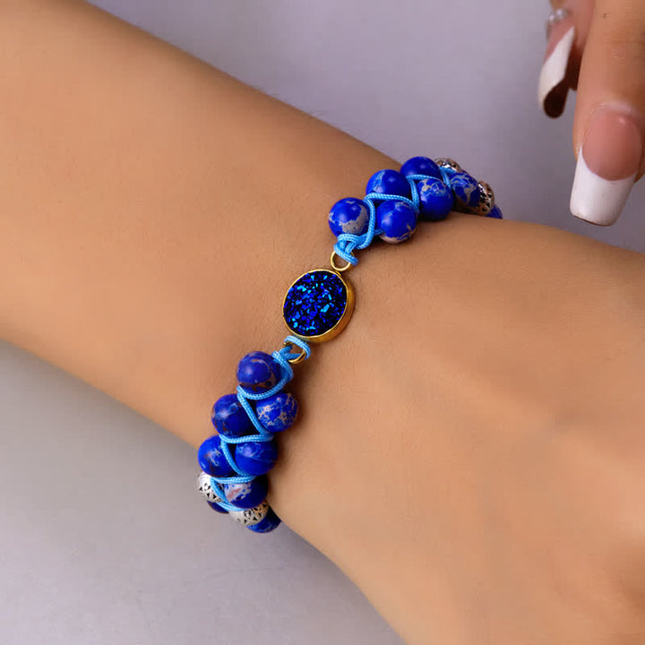 Bracelet double tressé en pierre naturelle de l'empereur Olivenorma