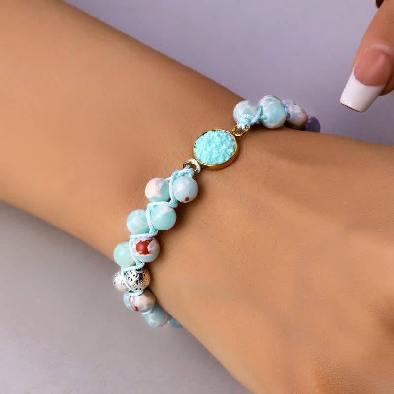 Bracelet double tressé en pierre naturelle de l'empereur Olivenorma