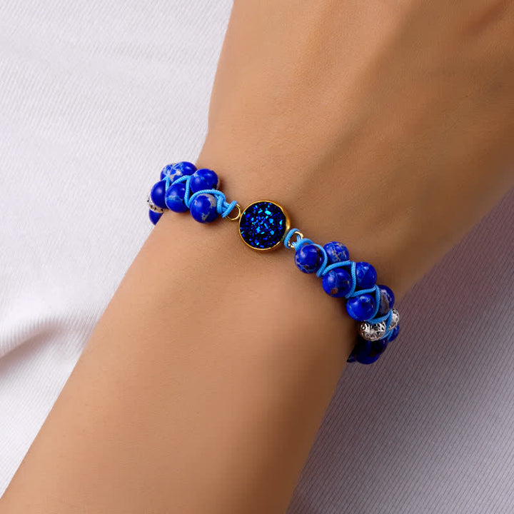 Bracelet double tressé en pierre naturelle de l'empereur Olivenorma